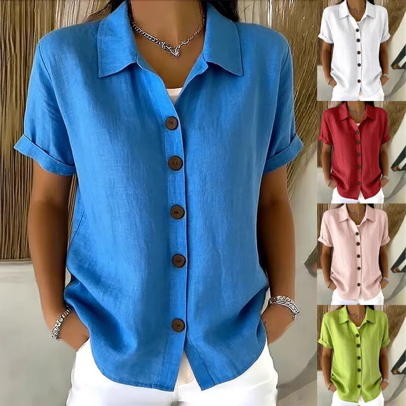 Collar short sleeved top
