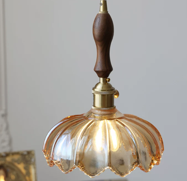 Vintage Glass Flower Minimalist Pendant Light