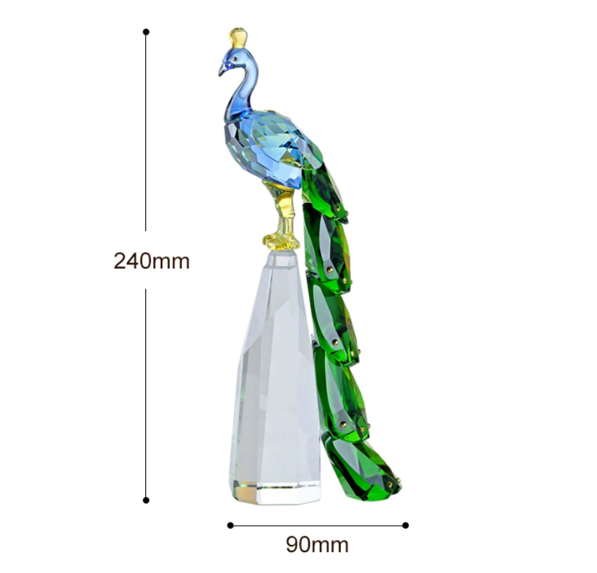 Crystal peacock ornament