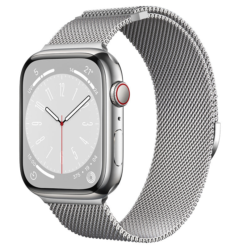 Compatible with Apple Watch, Two-Section Half-Circle Magnetic Milanese Steel Band for iWatch 11, Apple Watch Strap