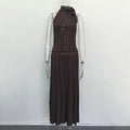 Striped sleeveless vest skirt set