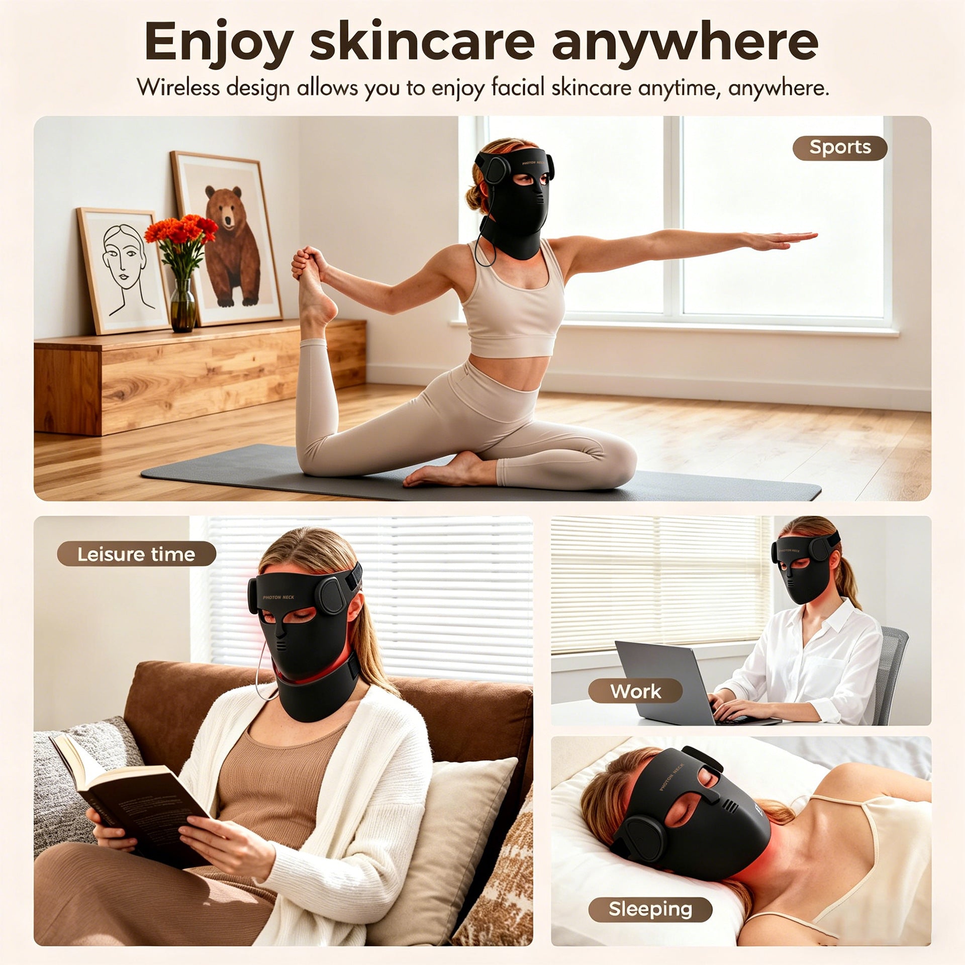 Cross-border 4D Beauty Face Mask Home Wireless Remote Control Colorful Silicone Facial Mask LED Silicone Beauty Face Mask Beauty