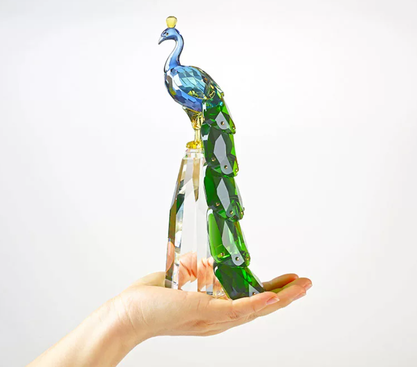 Crystal peacock ornament