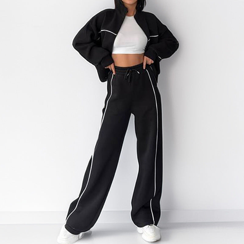 Women's Casual Loose Tie-Waist Hoodie Tracksuit Set