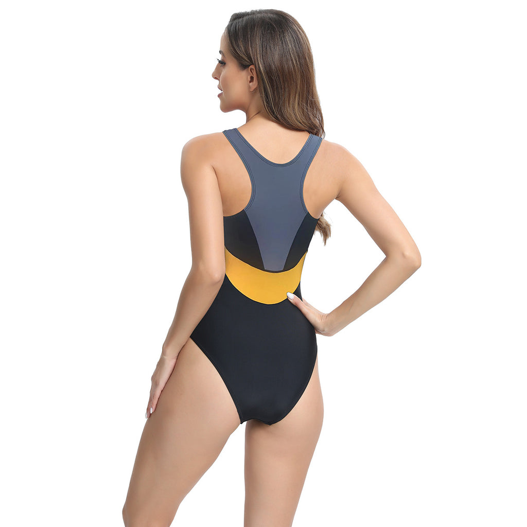 Solid Color Sleeveless Backless One-Piece Swimwear