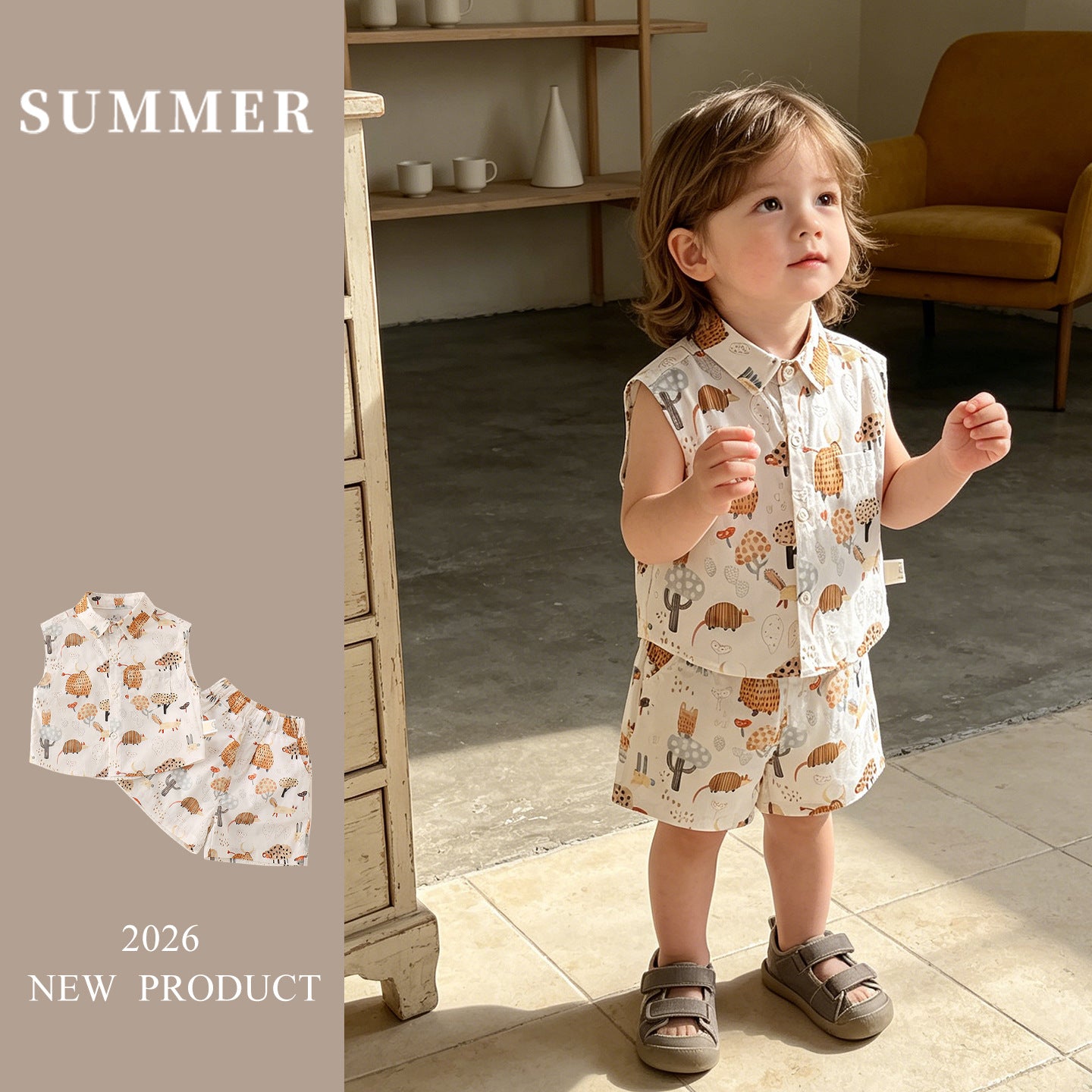 Clothing Baby Boy  Outfit Set Lightweight Two-Piece Vest Set