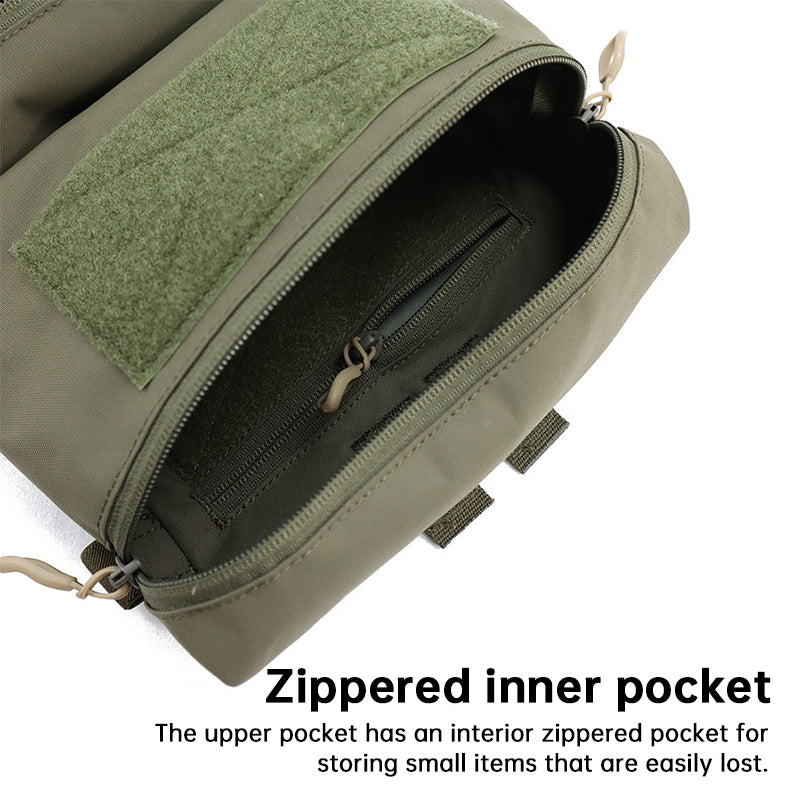 Tactical Back Panel Double General Purpose Pouch for FCPC V5 & Ferro Style Plate Carriers, Molle Utility Storage Bag