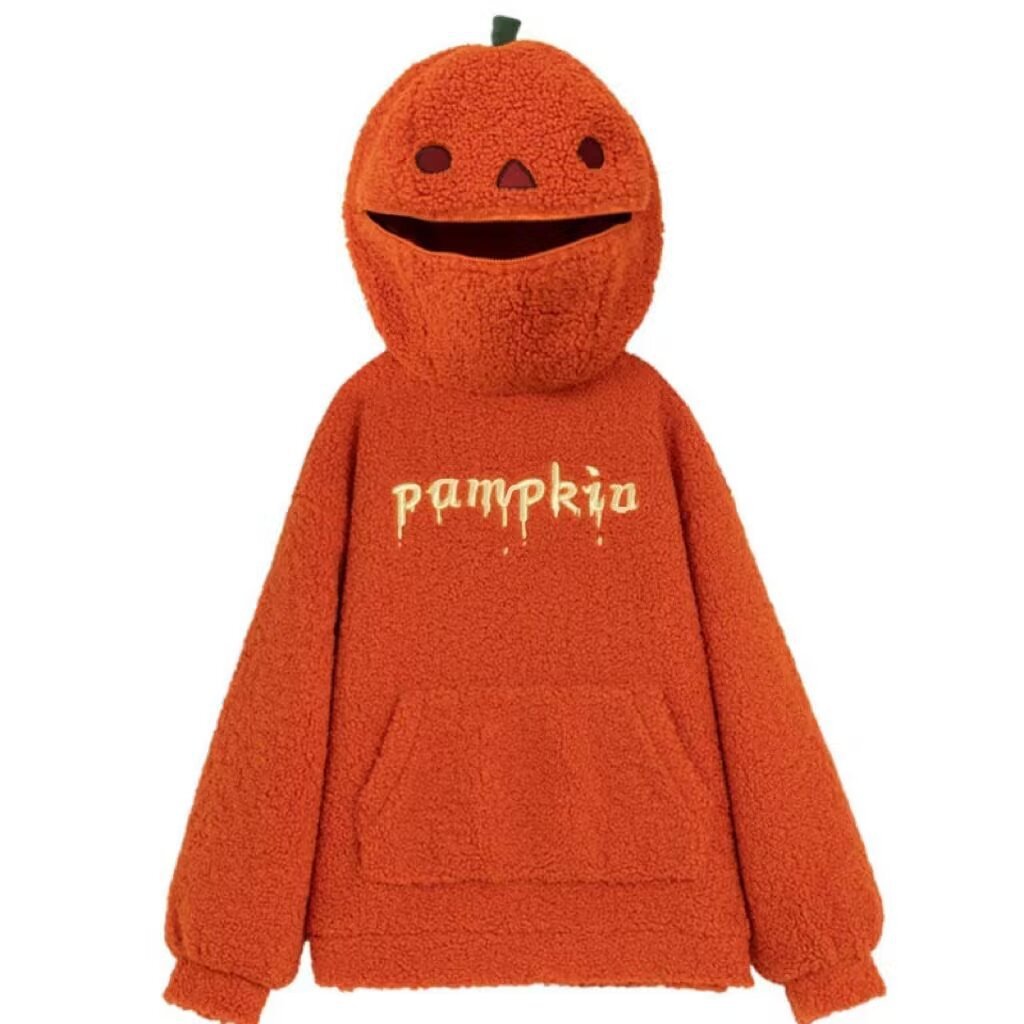 Halloween Pumpkin Head Retro Hoodie, Unisex Casual Pullover Sweatshirt