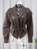 Strap up short long sleeved jacket