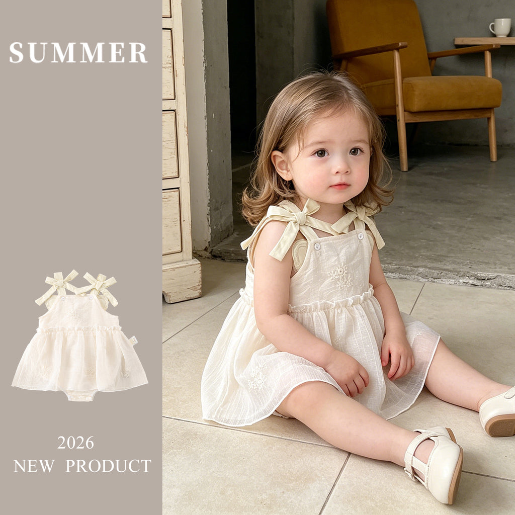 Baby Thin Sleeveless Onesie for Infant Girls, Solid Color Cute Baby Romper