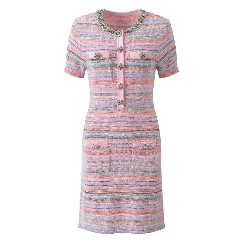 Striped color blocked dress