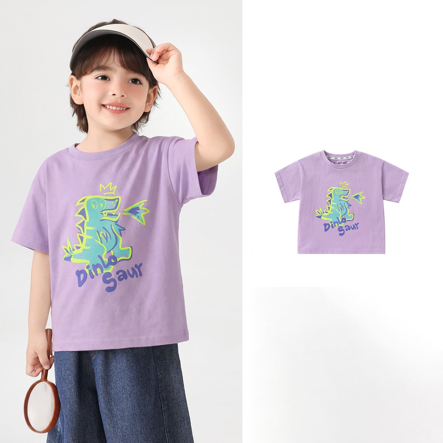 Boy's Pure Short Sleeve T-Shirt with Cartoon Print