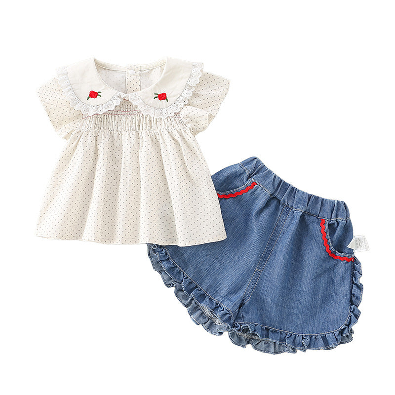 Cute Set for Toddlers 1-3 Years Old Girls Short Pants Two-Piece Set