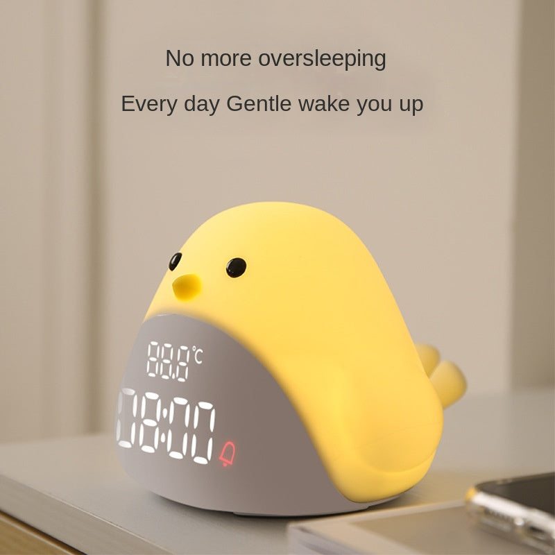 Time Bird LED Bedside Night Light, Cartoon Student Quiet Electronic Clock with USB Charging for Bedroom and Dormitory