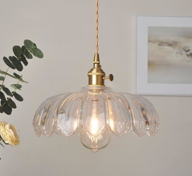Vintage Glass Flower Minimalist Pendant Light