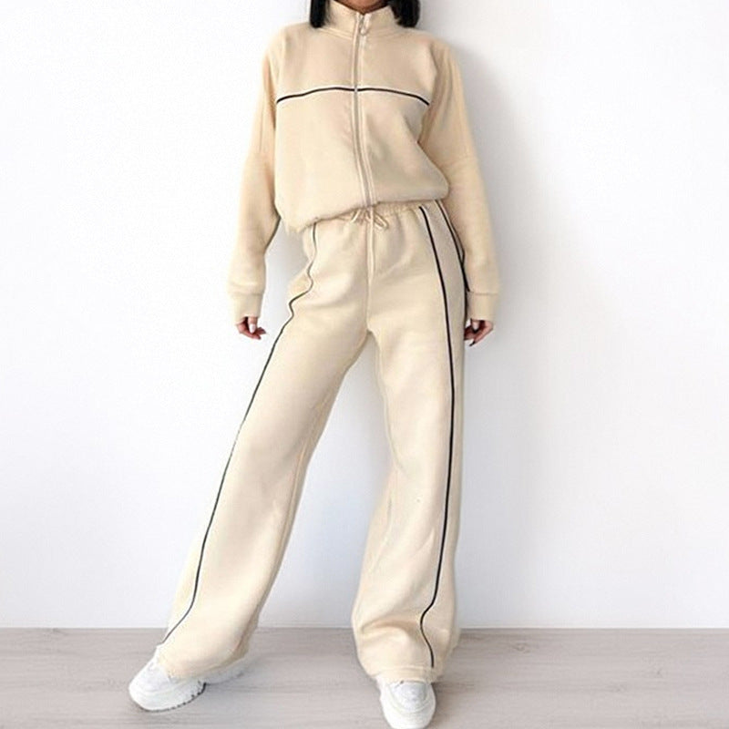 Women's Casual Loose Tie-Waist Hoodie Tracksuit Set
