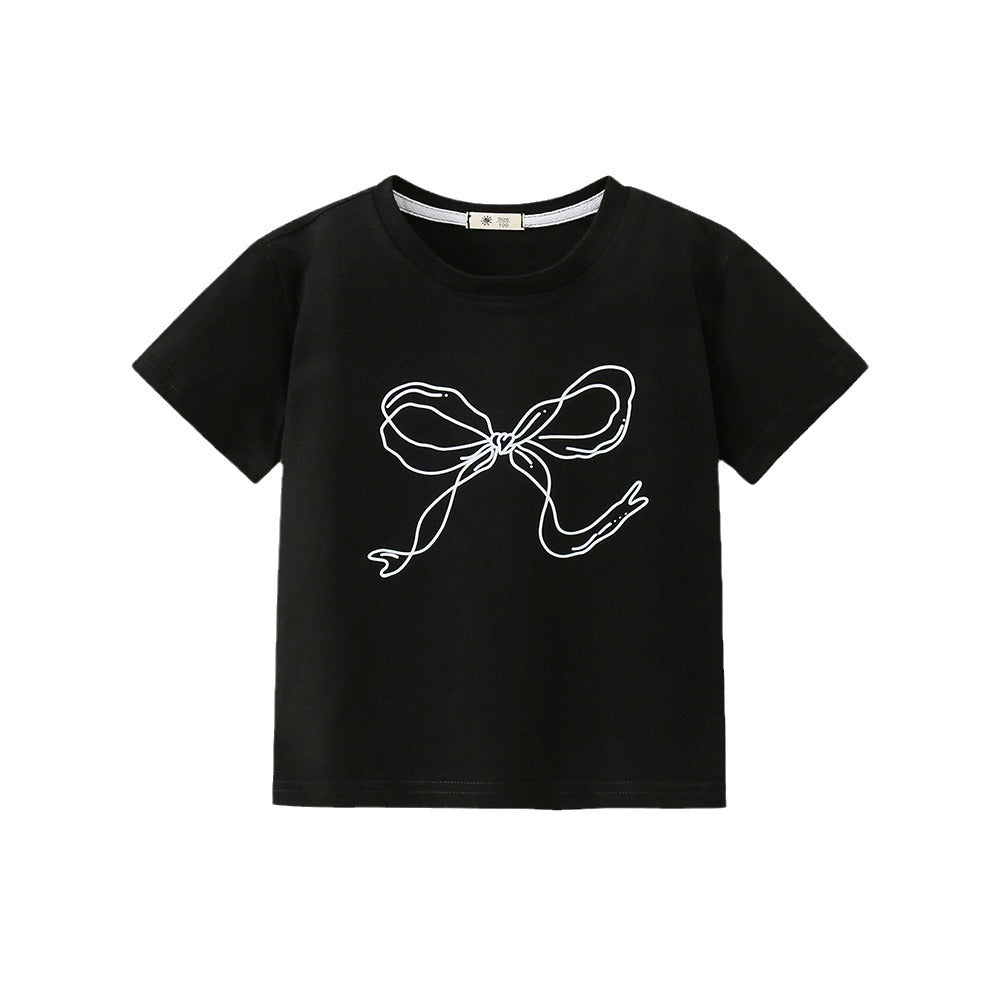 Cute Kids' T-Shirt with Bow Print