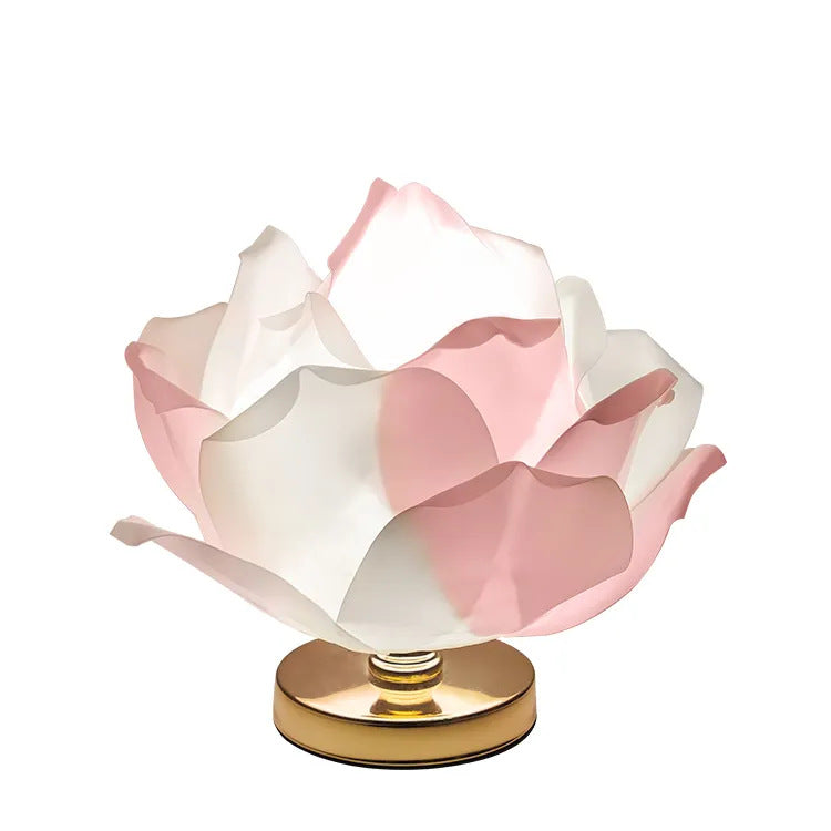 Creative Large Rose Flower Lamp Lotus Lamp for Girl's Bedroom, Romantic Atmosphere Wedding Decoration Bedside Table Lamp