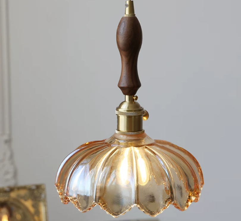 Vintage Glass Flower Minimalist Pendant Light