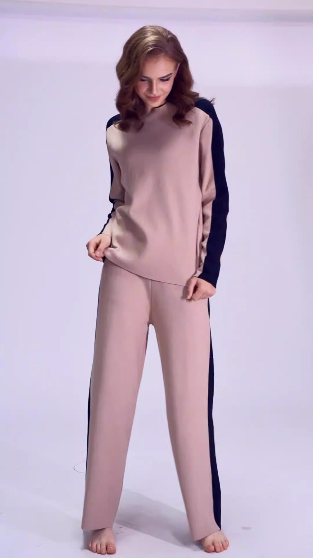 Long Sleeve Tops Keep Warm Pants Sets Casual Basic Tracksuit 2 Pieces