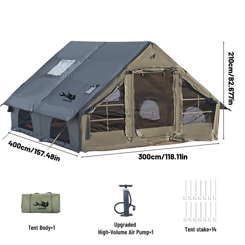 Large Inflatable Glamping Tent with Skylight, Breathable Mesh Air Tent for Summer Camping & Backpacking