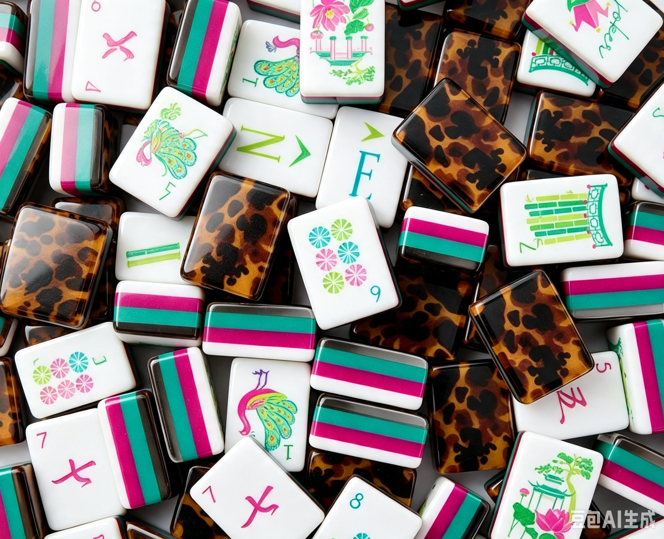 Mahjong Acrylic Pink American Mahjong Outdoor Travel Entertainment Mahjong Hands Playing Home Mahjong