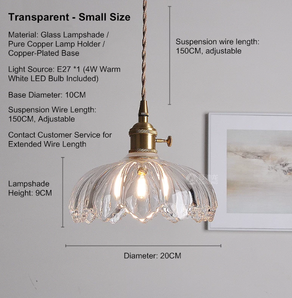 Vintage Glass Flower Minimalist Pendant Light