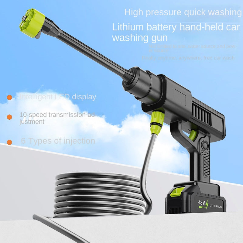 Wireless Car Washer Home Use High-Pressure Water Gun Cleaning Tool Rechargeable High-Power Lithium Battery Strong Boost