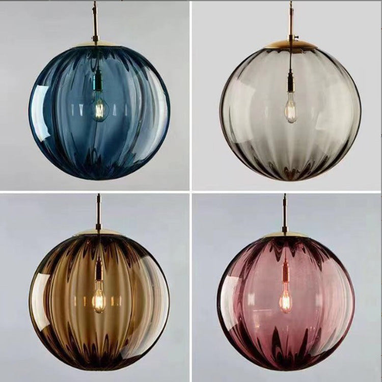 Minimalist Water Pattern Glass Sphere Pendant Light, Creative Living Room Bar Light, Nordic Bedroom Bedside Small Pendant Lamp