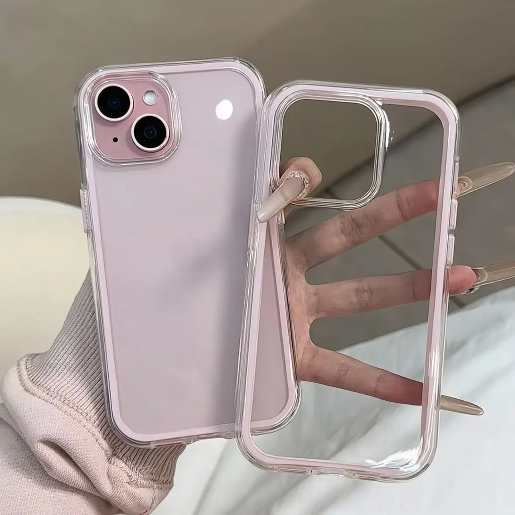 Suitable for Apple 17 ProMax phone case 2-in-1 solid color border transparent iPhone 15 anti drop 14 soft case 16