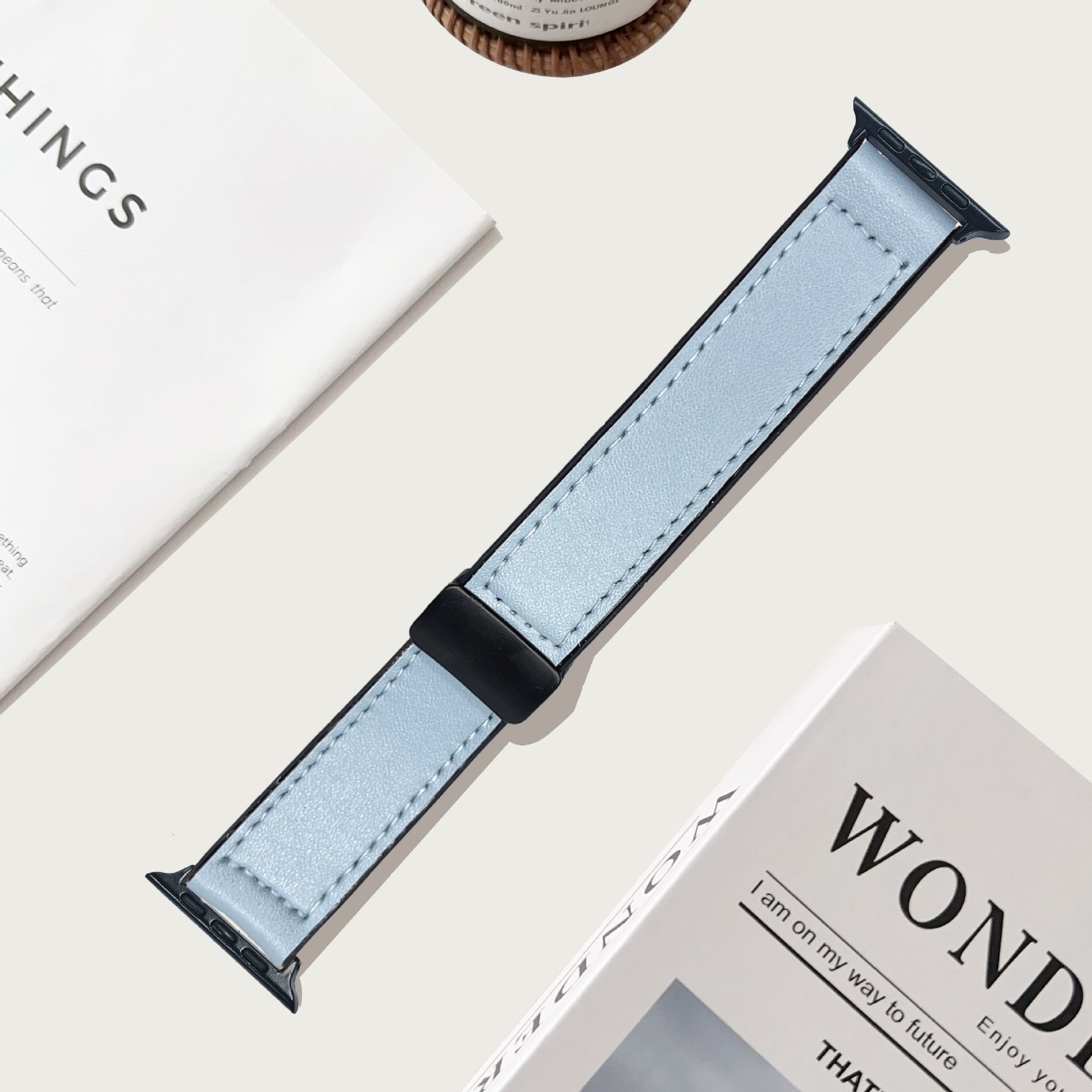 Compatible with Apple Watch 5/6/7/8/9 Ultra Magnetic Buckle Crazy Horse Texture Silicone Skin Strap