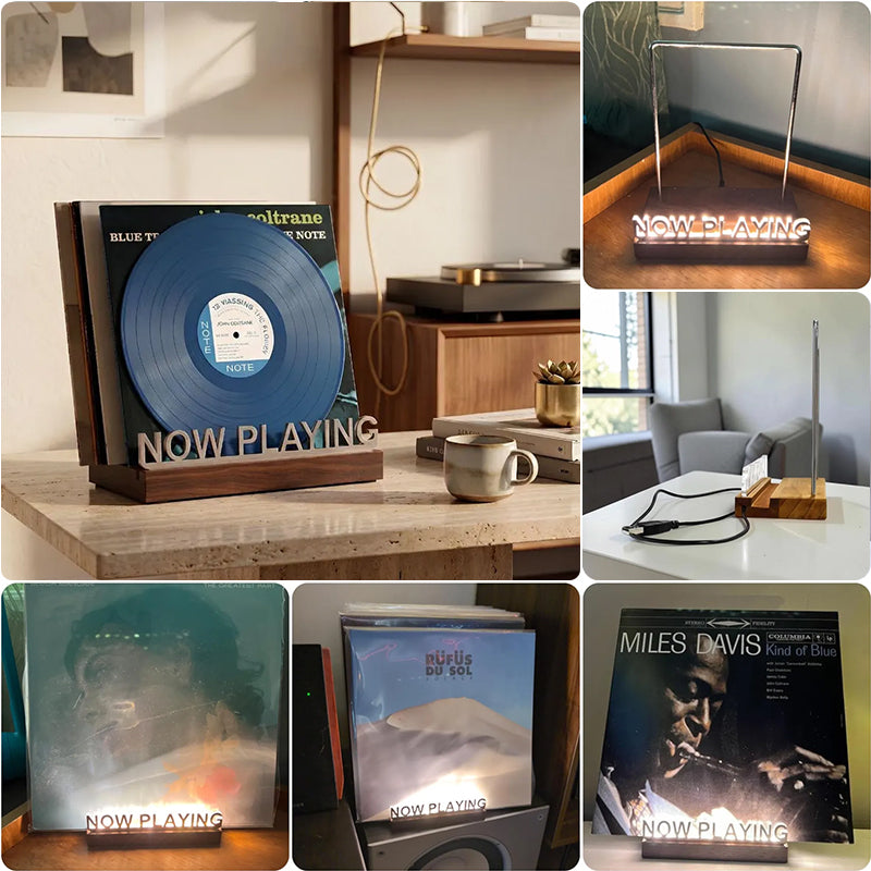 Wooden Vinyl Record Stand - Desktop Album Display & CD Rack for Home, Cafe, or Office Decor