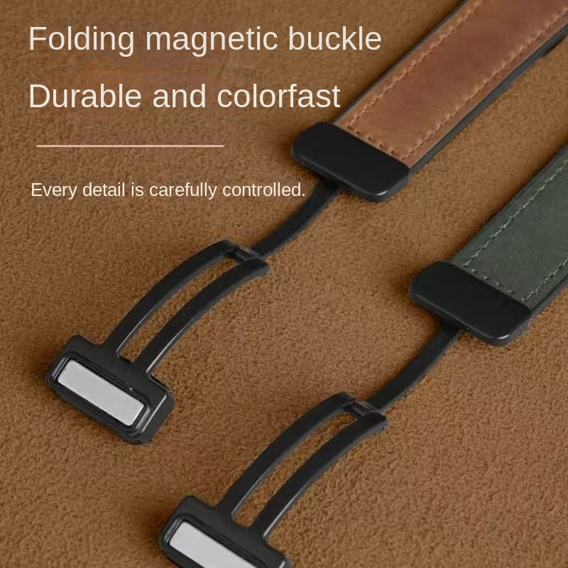 Compatible with Apple Watch 5/6/7/8/9 Ultra Magnetic Buckle Crazy Horse Texture Silicone Skin Strap