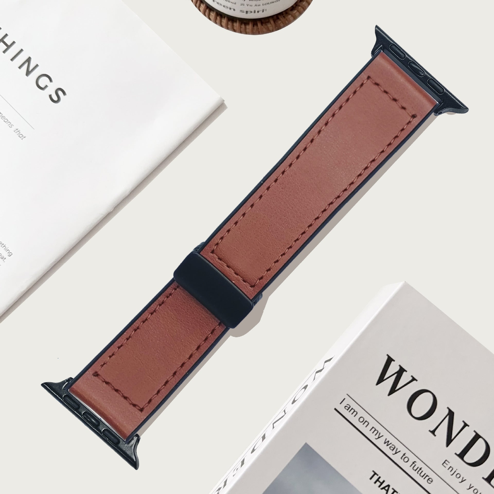 Compatible with Apple Watch 5/6/7/8/9 Ultra Magnetic Buckle Crazy Horse Texture Silicone Skin Strap