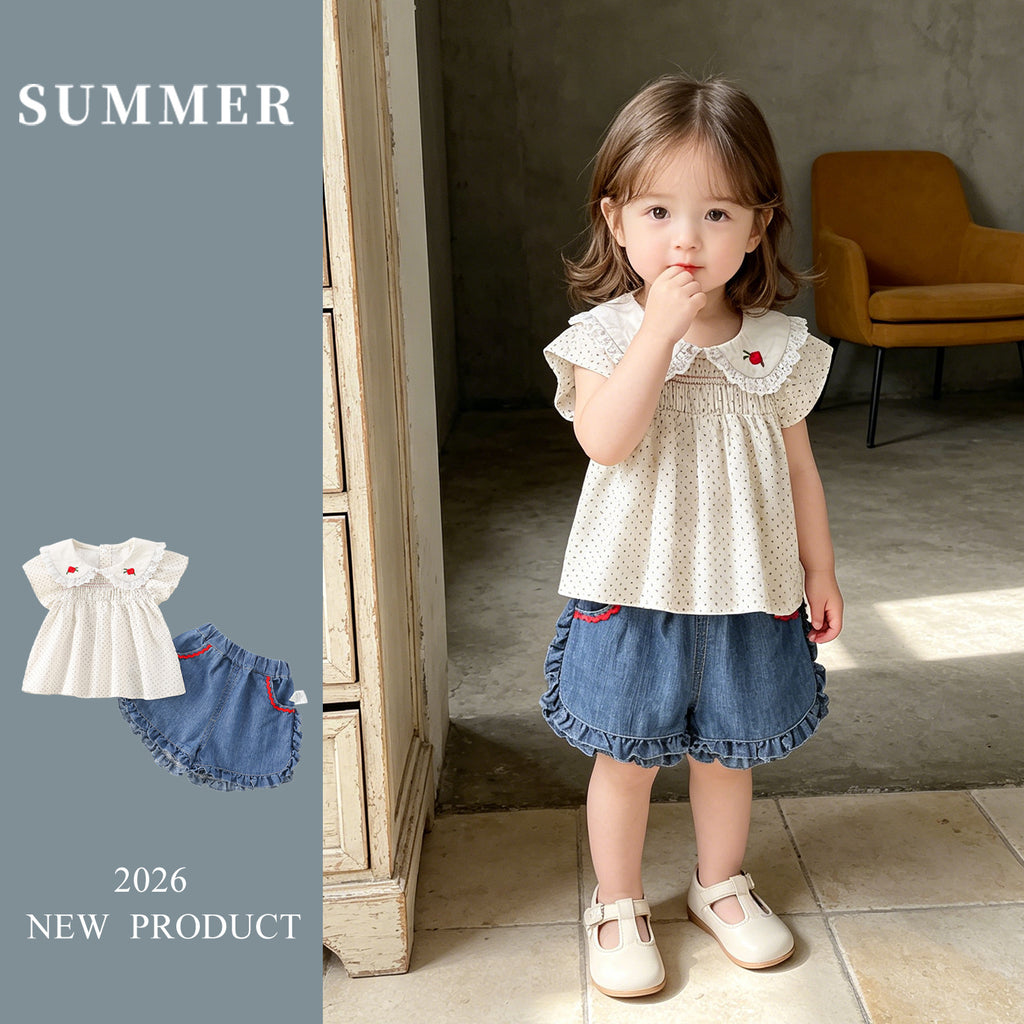Cute Set for Toddlers 1-3 Years Old Girls Short Pants Two-Piece Set
