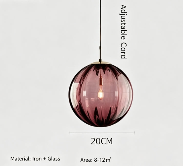 Minimalist Water Pattern Glass Sphere Pendant Light, Creative Living Room Bar Light, Nordic Bedroom Bedside Small Pendant Lamp