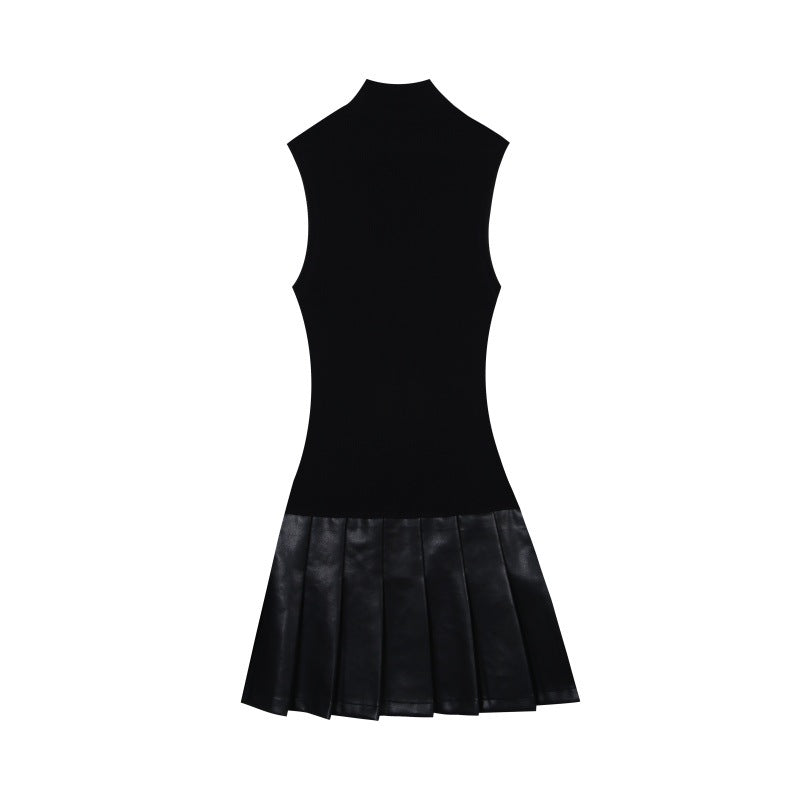 Mid to high neck sleeveless dress