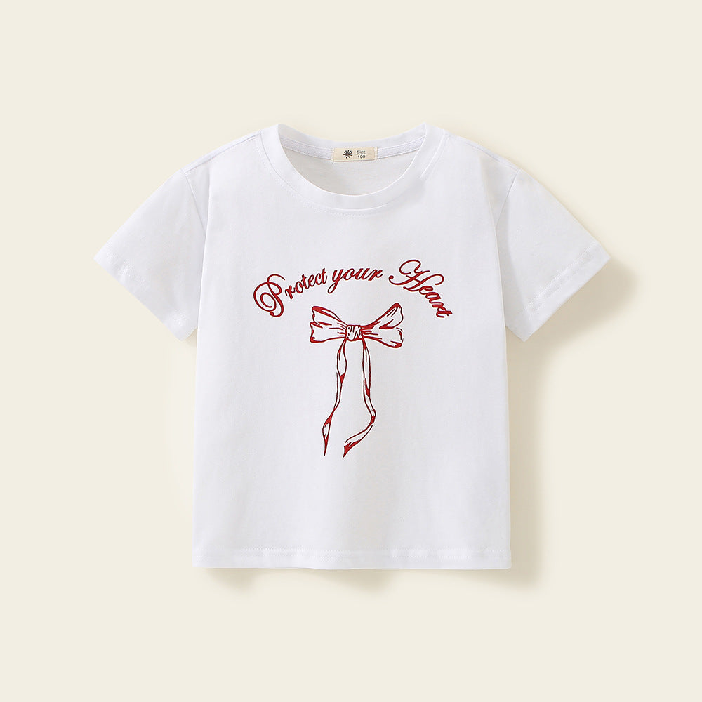 Cute Kids' T-Shirt with Bow Print