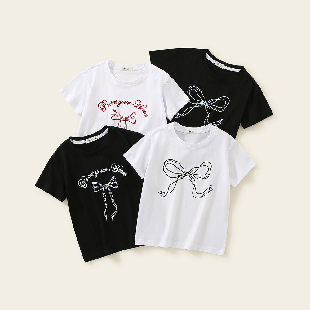 Cute Kids' T-Shirt with Bow Print