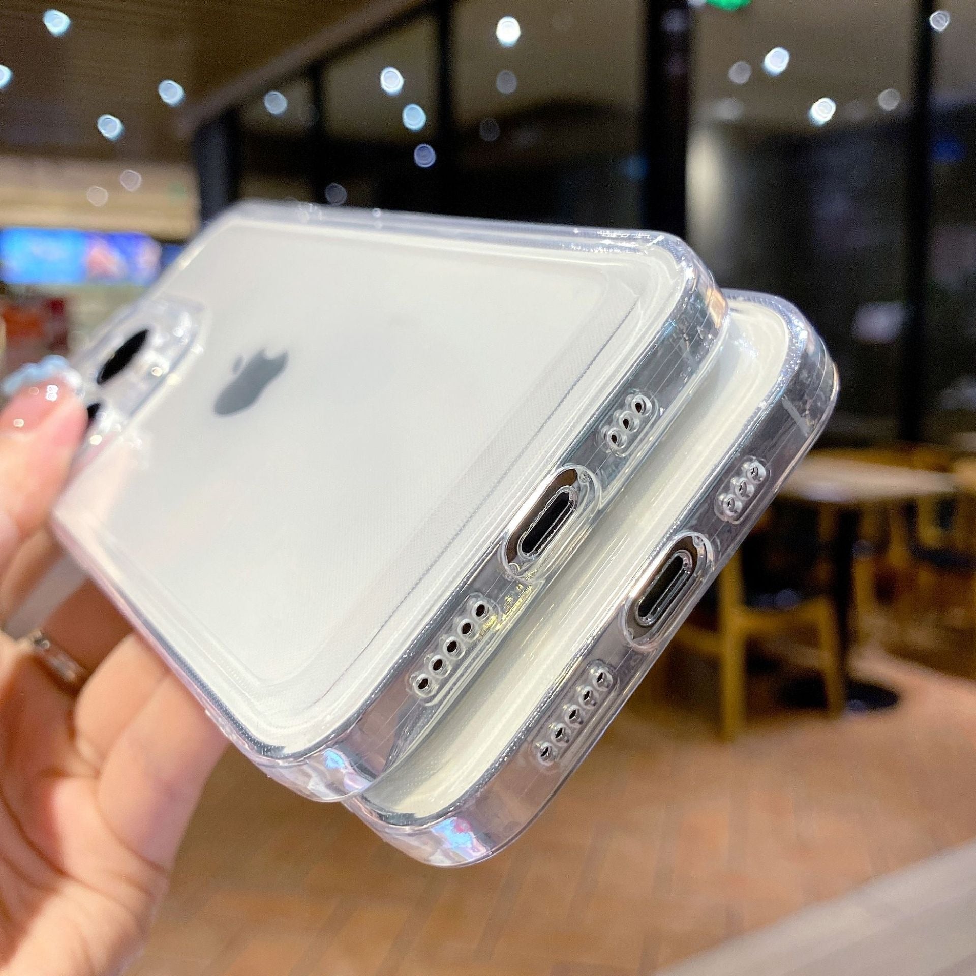 Suitable for Apple 13pro space transparent phone case iPhone 16 anti drop all inclusive 14 hole straight edge protective cover