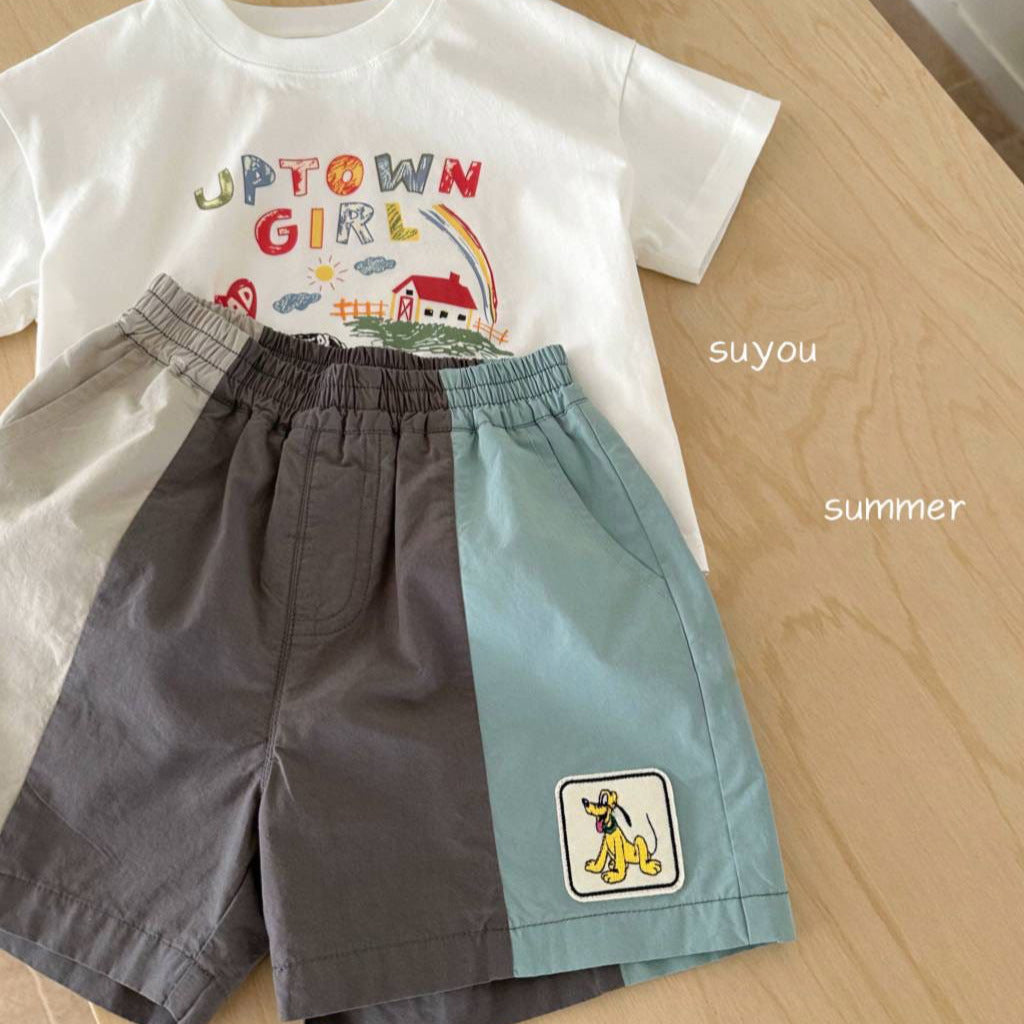 Children's Unisex Short Sleeve Loose  Cartoon Print Round Neck Top