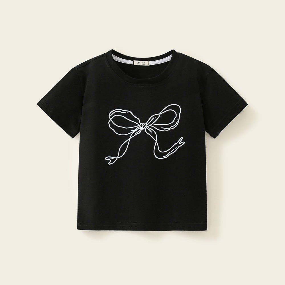 Cute Kids' T-Shirt with Bow Print