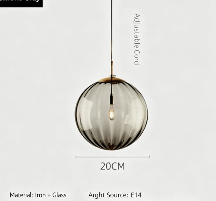 Minimalist Water Pattern Glass Sphere Pendant Light, Creative Living Room Bar Light, Nordic Bedroom Bedside Small Pendant Lamp