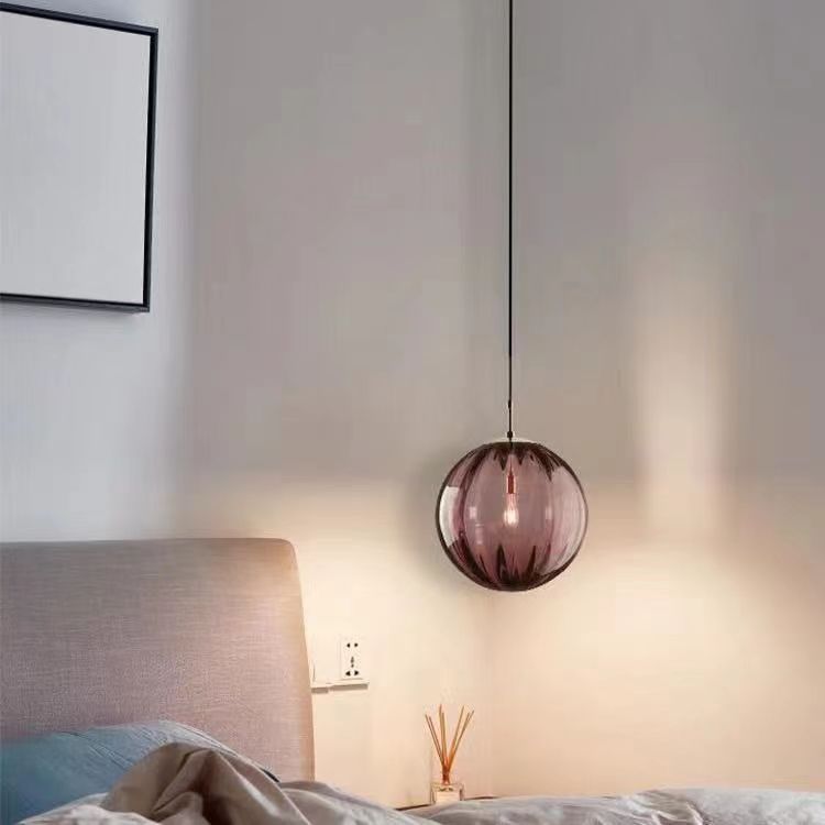 Minimalist Water Pattern Glass Sphere Pendant Light, Creative Living Room Bar Light, Nordic Bedroom Bedside Small Pendant Lamp