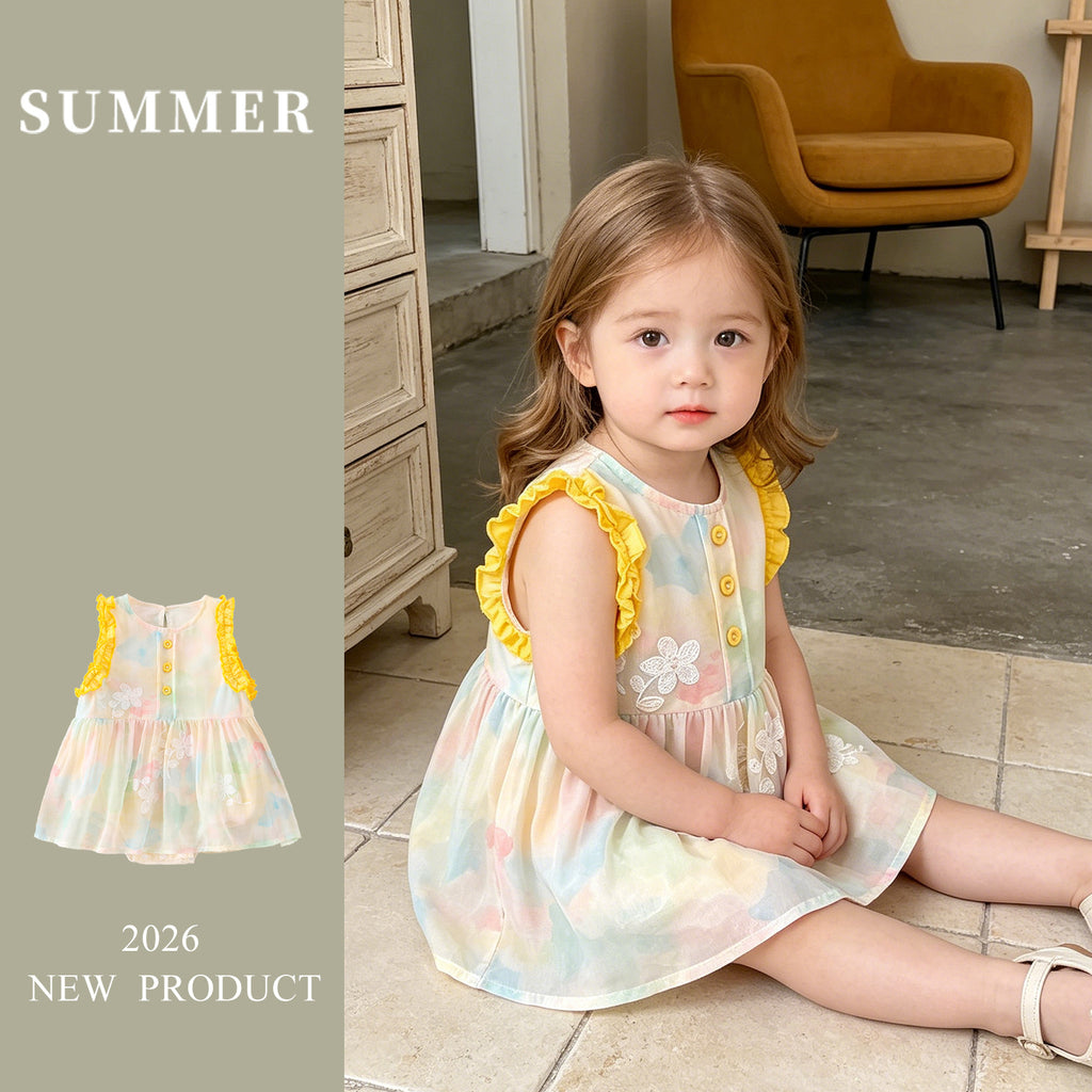 Baby Onesie for Girls, Princess Style, Sleeveless Romper