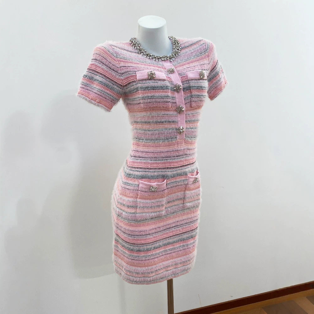 Striped color blocked dress