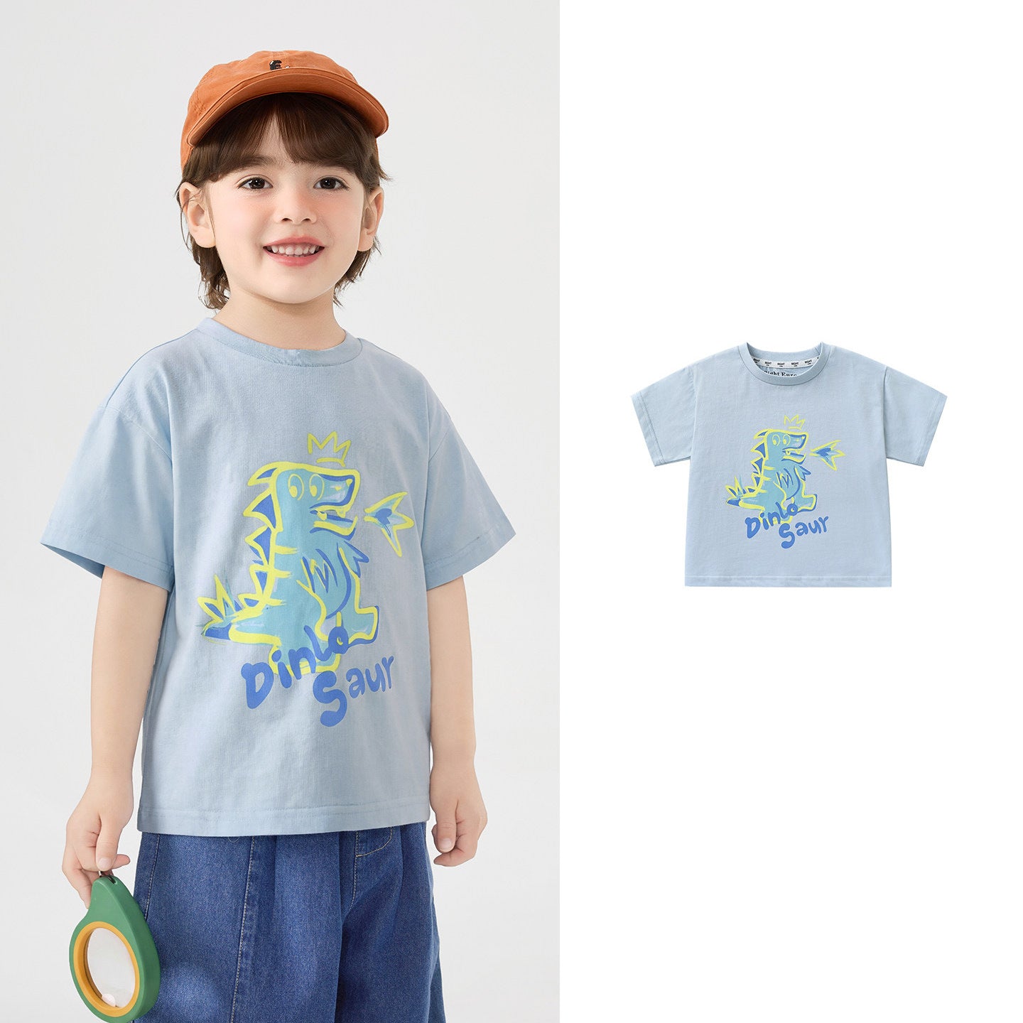 Boy's Pure Short Sleeve T-Shirt with Cartoon Print