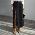 Side slit lace patchwork skirt