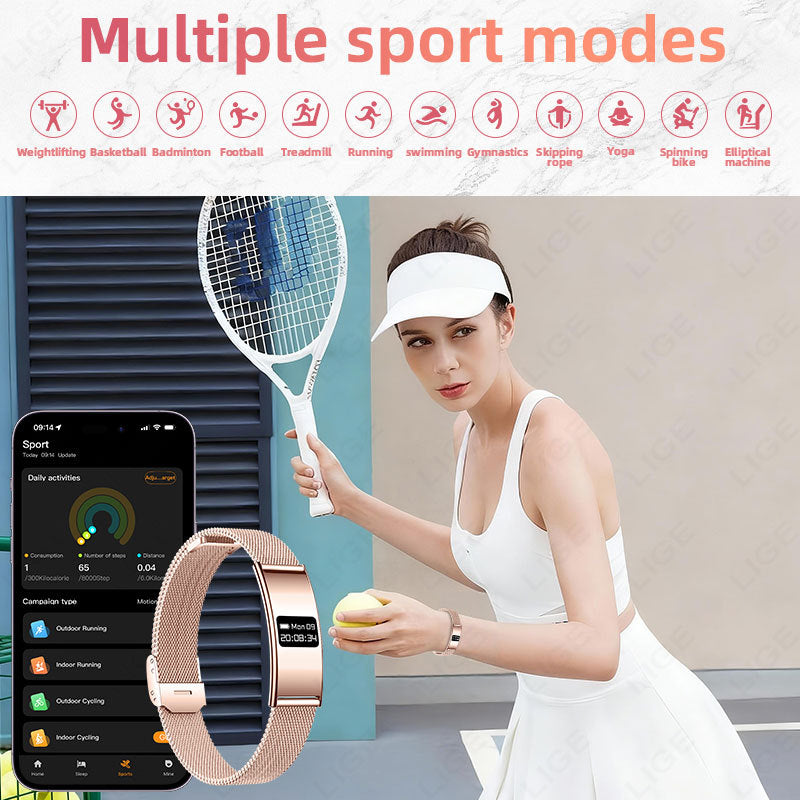 B8 Smart Bracelet, Ultra-Thin Sports Band with Heart Rate, Blood Oxygen, Sleep & Female Menstrual Cycle Health Monitoring
