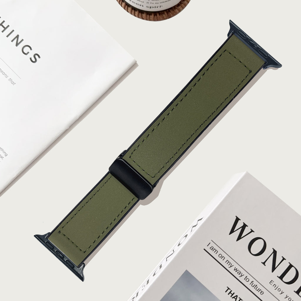 Compatible with Apple Watch 5/6/7/8/9 Ultra Magnetic Buckle Crazy Horse Texture Silicone Skin Strap